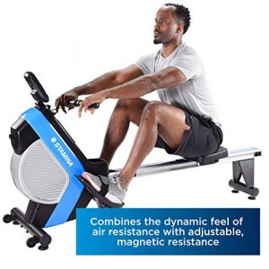 Stamina DT Plus Rowing Machine - Smart Workout App, No Subscription Required - Magnetic & Air Resistance with LCD Monitor