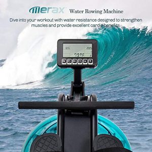 Merax Water Rowing Machine – Fitness Indoor Water Rower with LCD Monitor Home Gym Equipment (Black)