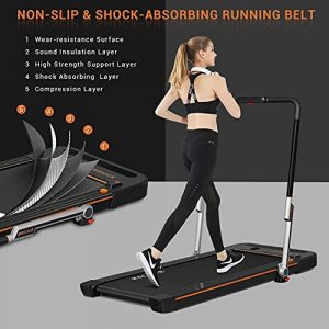 Kicode 2 in 1 Folding Treadmill, Under Desk Electric Pad Treadmill, Portable Walking and Running Machine with Remote Control, Speaker, LED Display, Walking Jogging Machine for Home, Office & Gym