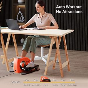 ROTAI Under Desk Elliptical Machine for Seniors Rehab Electric Seated Leg Foot Pedal Exerciser Bike, Portable Trainer for Home & Office with Remote and LCD Monitor Orange