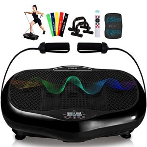 FITPULSE Premium Vibration Plate Exercise Machine with Resistance Bands, Loop Bands and Push-up Bars - Home Exercise Equipment Vibrating Plate for Whole Body - Vibrating Plate Exercise Machine