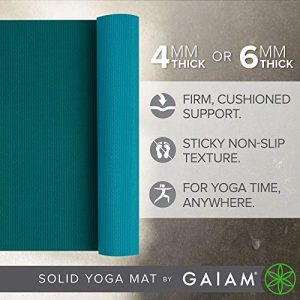 Gaiam Yoga Mat Classic Solid Color Reversible Non Slip Exercise & Fitness Mat for All Types of Yoga, Pilates & Floor Workouts, Turquoise Sea, 4mm