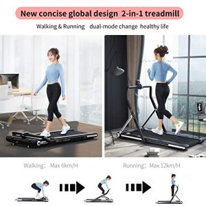 RHYTHM FUN Treadmill Folding Running Treadmill Under Desk Walking Pad Treadmill with Foldable Handtrail Wide Tread Belt Super Slim Mini Quiet Home Treadmill with Smart Remote Control and Workout App