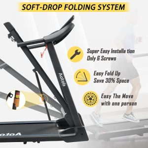 SKOK Treadmills for Home Gym, 2.5HP Folding Treadmills for Running and Walking Jogging Exercise with 12 Preset Programs, Motorized Treadmills Running Machine with LED Monitor,300 LBS Weight Capacity