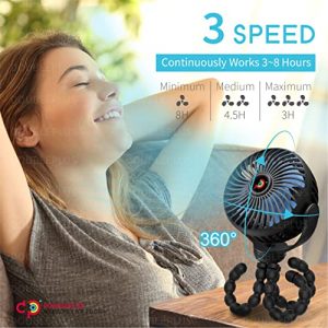 DoublePlus Fan for Peloton / Fan for NordicTrack, Most Exercise bike & Treadmill, 360 degree Flexible Tripod with 3 Speed, Upgrade Battery Powered, Clip Fan for Peloton, Peloton Accessories