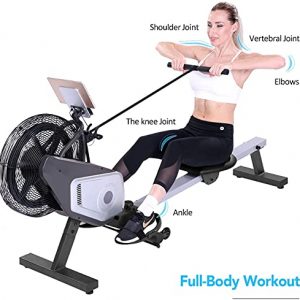 Air Rowing Machine Foldable Rower Machine for Home Use with LCD Monitor Portable Row Machine for Cardio Workout Training with 264 LB Weight Capacity