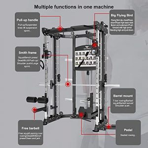 WOLFMATE Smith Machine Cage System Home Gym Multifunction Rack, Commercial Smith Machine All in One Gym Workout Training Equipment, Customizable Training Station (E-MND-C80)