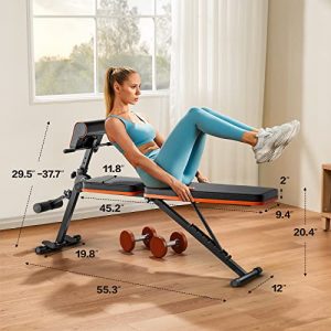 PERLECARE Adjustable Weight Bench for Full Body Workout, All-in-One Exercise Bench Supports up to 772lbs, Foldable Flat, Incline, Decline Workout Bench with Two Exercise Bands for Home Gym, PCWB01 Upgraded Version