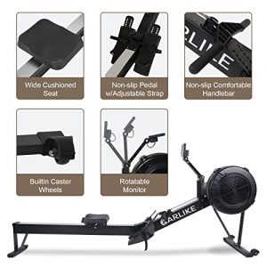 Oarlike Air Resistance Rowing Machine 10 Level Adjustable Resistance Air Rower with LCD Monitor Foldable Exercise Fitness Equipment for Home Gym Office Use