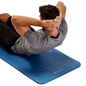 Gaiam Essentials Thick Yoga Mat Fitness & Exercise Mat With Easy-Cinch Yoga Mat Carrier Strap, Teal, 72