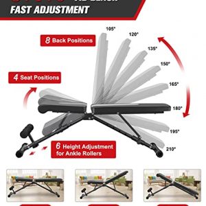 VIGBODY Weight Bench, Adjustable Strength Training Bench for Full Body Workout, Foldable Workout Bench, Utility Incline/Decline Exercise Bench for Home Gym- New Version