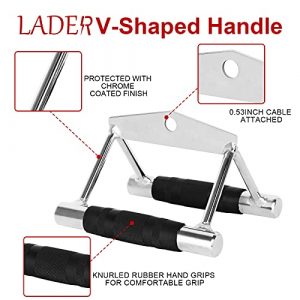 LADER Cable Machine Attachments LAT Pulldown Accessories - V-Shaped Handle + Triceps Rope Pull Down Attachment + Exercise Handles + Ankle Straps + Carabiner Clips for Home Gym Workout