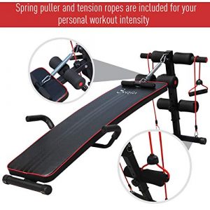 Soozier Multifunctional Sit Up Bench Ab Core Workout Exercise Bench Adjustable Thigh Support for Home Gym Black