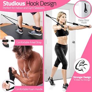 Resistance Bands with Handles - 11Piece Workout Band Set for Women - Carrying Bag Included – Non-Slip Work Out Booty Bands - Heavy Duty Fitness Bands for Butt Legs Exercise (Pink100lbs/gift Box)