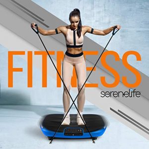 Standing 4D Vibration Plate Exercise Machine - Vibrating Platform Exercise Passive Workout Trainer - Whole Body 3 Motor 4D Motion Technology - Weight Loss & Shaping Resistance Band - SereneLife SLVBX4