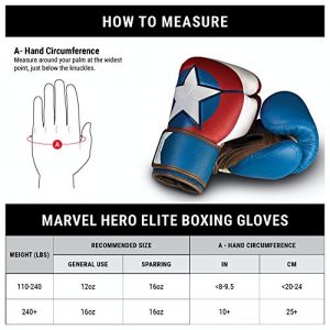 Hayabusa Marvel Hero Elite Boxing Gloves for Men and Women - Captain America, 16 oz