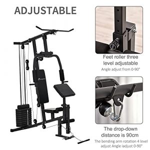 Soozier Multifunction Home Gym Station w/Pull-up Stand, Dip Station, Weight Stack Machine for Full Body Workout