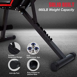 LINODI Weight Bench, Adjustable Strength Training Benches for Full Body Workout, Multi-Purpose Foldable Incline Decline Home Gym Bench