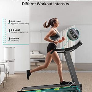 Auto Incline Treadmill Folding Treadmill Electric Treadmill for HomeWorkout Running Machine with 12-Level Automatic Incline Adjustment & Pre-Set Training Programs Large LCD Display