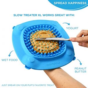 Aquapaw XL Slow Treater Treat-Dispensing Licky Mat – Puzzle Feeder Toy/Licking Pad for Dogs & Other Large Pets, Suctions to Wall/Floor – Relieves Boredom & Anxiety During Grooming, Vet Visits & Storms