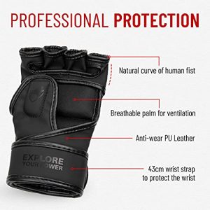 Liberlupus MMA Gloves for Men & Women, Martial Arts Bag Gloves, Kickboxing Gloves with Open Palms, Boxing Gloves for Punching Bag, Sparring, Muay Thai, MMA