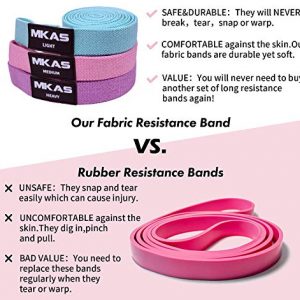 MKAS Long Resistance Bands Set Fabric Exercise Bands Resistance for Women, Cloth Loop Resistance Bands for Full Body Workout, Heavy Duty Stretch Fitness Bands Pull Up Assistance Resistance Bands Set