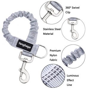 Yangbaga Dog Leash Extender, Shock Absorber Bungee Leash Attachment, Durable Nylon Dog Tie Out Leash Extension with Stainless Steel Swivel Clips, Extends from 17’’-23’’