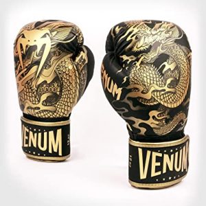 Venum Dragon's Flight Boxing Gloves - Black/Bronze-14 oz