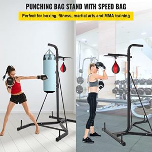 VEVOR Boxing Stand for Heavy Bag and Speed Bag , Punching Bag Stand Holds , Foldable Single Station Heavy Bag Stand , Boxing Bag with Boxing Rack , Up to 132 lbs , for Home and Gym Fitness.