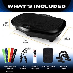 FITPULSE Premium Vibration Plate Exercise Machine with Resistance Bands, Loop Bands and Push-up Bars - Home Exercise Equipment Vibrating Plate for Whole Body - Vibrating Plate Exercise Machine