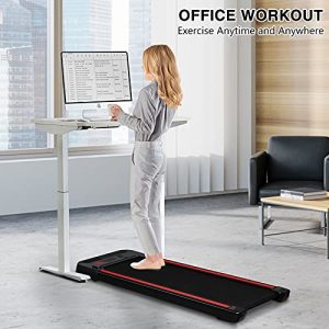 PEXMOR Under-Desk Walking Treadmill, Assembly-Free w/Portability Wheels, 1-6KM/H Adjustable Speed, Remote Control, LED Display, for Home Gym Office Cardio Fitness, Max 240 LB Weight Capacity