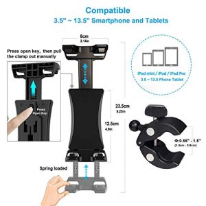 Atoptek Ipad Mount Tablet Holder Stand Clamp for Exercise Bicycle Stationary Bike Treadmill Peloton Elliptical for iPad Pro 12.9 11 10.5 Air Mini Galaxy Tab, 3.5 to 13.5in Phone Tablets