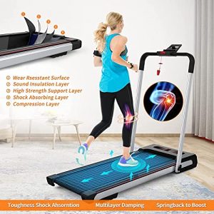 LeapYouth Under Desk Treadmill, 2.25 HP Folding Electric 2 in 1 Treadmill with Remote Control and LED Display,Walking Jogging Running Machine for Home Office Use, Installation-Free