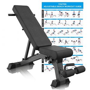 YouTen 1000 LB Adjustable Weight Bench | 9-4-4 Almost 90° Incline Decline Workout Bench for Home Gym | Foldable Training Lifting Bench | Unique Dragon Flag Handle for Abdominal Arm Exercise