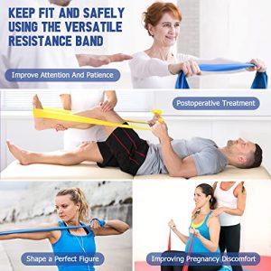 RENRANRING Resistance Bands Set - Exercise Bands for Physical Therapy, Yoga, Pilates, Rehab and Home Workout, Non-Latex Elastic Bands (Set 3) (Yellow,Red,Blue, 4.9FT)