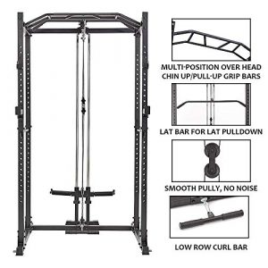 AMGYM Power Cage 1200LB Capacity with LAT Pulldown Power Rack Home Gym Equipment