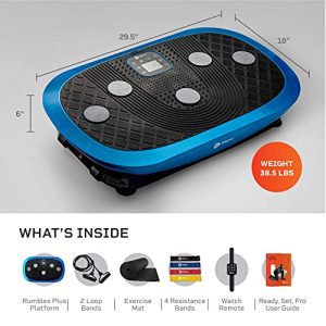 LifePro Rumblex Plus 4D Vibration Plate Exercise Machine - Triple Motor Oscillation, Linear, Pulsation + 3D/4D Motion Vibration Platform/Whole Body Vibration Machine for Weight Loss & Shaping. (Blue)