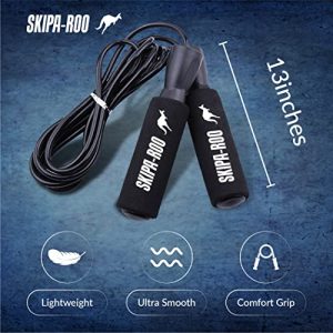 SKIPA-ROO JUMP ROPE - Workout Adjustable Fitness for Men and women equipment home in your gym cardio, boxing or x-training. Black