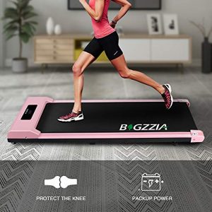 Under Desk Treadmill Motorised Treadmill Portable Walking Running Machine Pad Flat Slim with Remote Control & LCD Display for Home Office Gym 19.7" 47" (Peach Blossom)