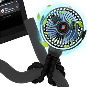 DoublePlus Fan for Peloton / Fan for NordicTrack, Most Exercise bike & Treadmill, 360 degree Flexible Tripod with 3 Speed, Upgrade Battery Powered, Clip Fan for Peloton, Peloton Accessories
