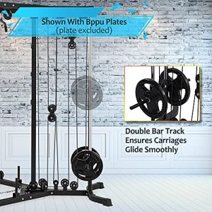 Merax Cable Crossover Machine with LAT Pulldown and Low Row, Crossover Station with Multi-Grip Pull Up Bar for Home Gym Strength Training Equipment (Black)