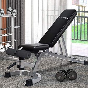 Merax Deluxe Foldable Utility Weight Bench Adjutable Sit Up AB Incline Bench Gym Equipment (Black)