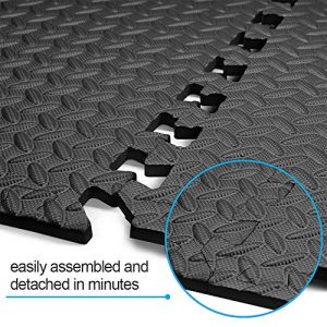 innhom Gym Flooring Gym Mats Exercise Mat for Floor Workout Mat Foam Floor Tiles for Home Gym Equipment Garage, 12 Pieces Black