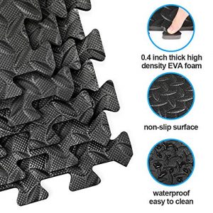 innhom Gym Flooring Gym Mats Exercise Mat for Floor Workout Mat Foam Floor Tiles for Home Gym Equipment Garage, 12 Pieces Black