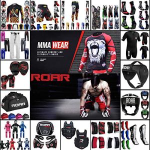 Roar Boxing Chest Guard Gel Padding MMA Body Protector Rib Shield Muay Thai Kickboxing Armour (Professional Black)