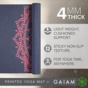 Gaiam Yoga Mat Classic Print Non Slip Exercise & Fitness Mat for All Types of Yoga, Pilates & Floor Workouts, Pink Marrakesh, 4mm, 68
