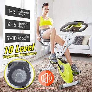 leikefitness LEIKE X Bike Ultra-Quiet Folding Exercise Bike, Magnetic Upright Bicycle with Heart Rate,LCD Monitor and easy to assemble 2200 (YELLOW)