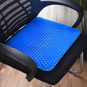 Kaariss Gel Seat Cushion-Double Layer Breathable Honeycomb with Non-Slip Cover for Pressure Sore Relief and Long Sitting Perfect for Wheelchair,Cars （M 16.5“ X 14.7“ X 1.6“）