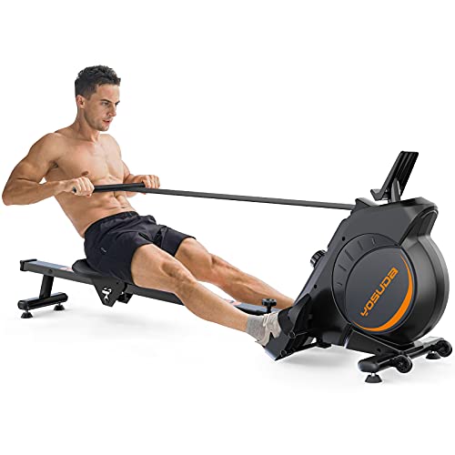 YOSUDA Magnetic Rowing Machine 350 LB Weight Capacity - Foldable Rower for Home Use with LCD Monitor